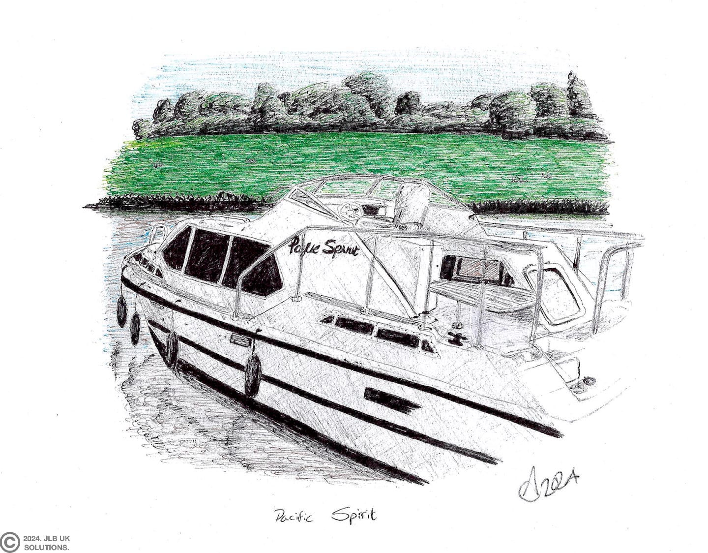 Small Holiday Boat sailing down the river